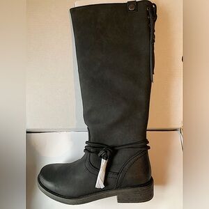 Roxy Tall Black Boots | Size 8 | Inside Zipper | Lace-Up Detail